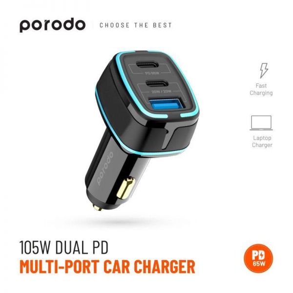 Buy Porodo 105w Dual Pd Multi-port Car Charger
